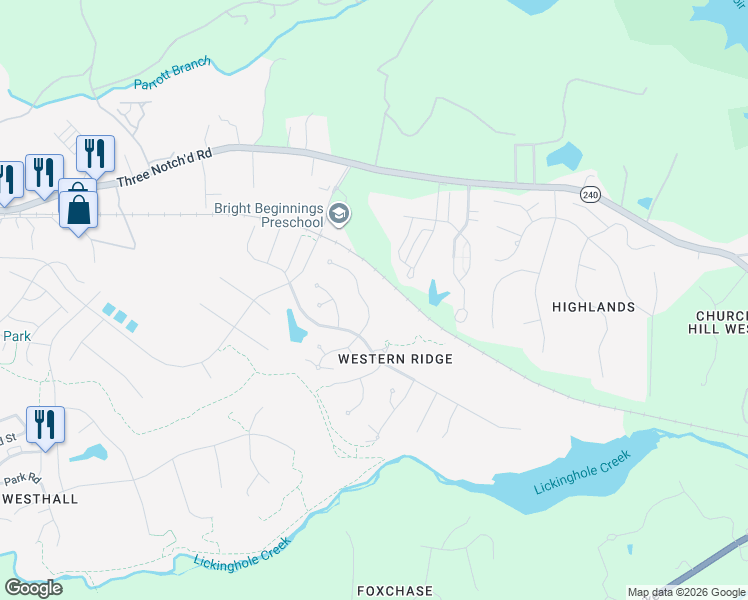 map of restaurants, bars, coffee shops, grocery stores, and more near 1067 Autumn Hill Court in Crozet