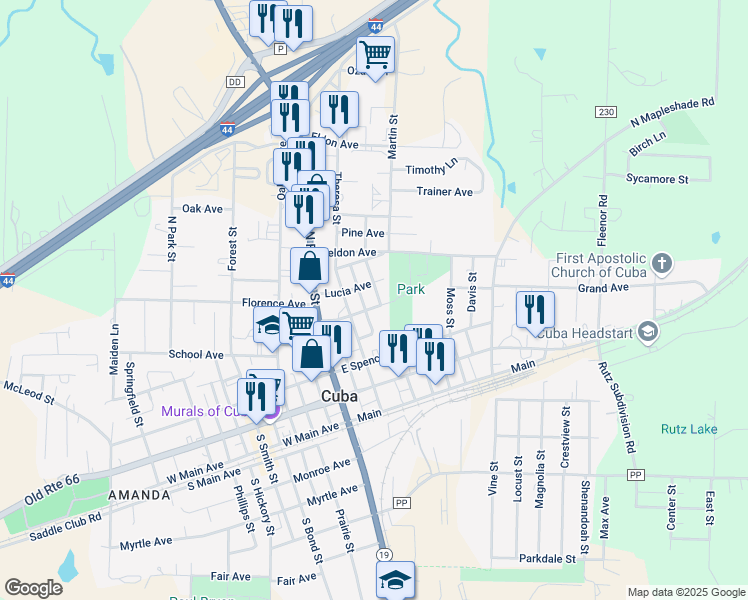 map of restaurants, bars, coffee shops, grocery stores, and more near 303 Margaret Avenue in Cuba
