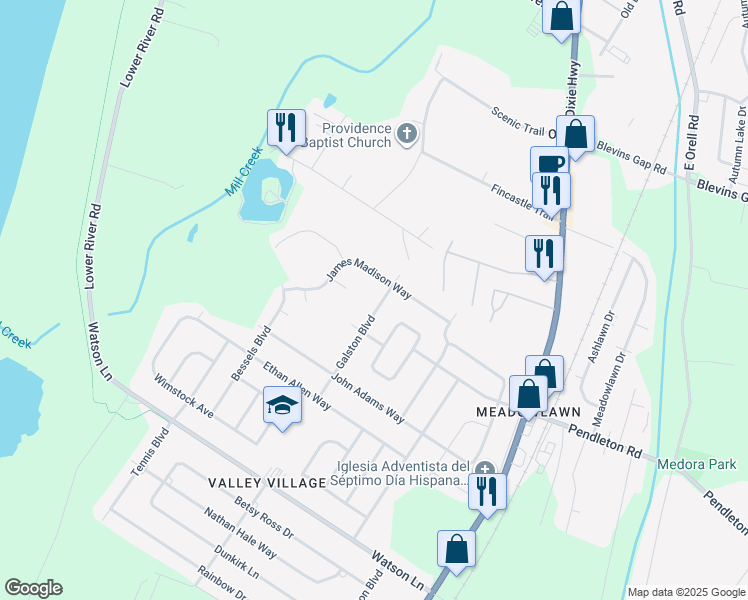 map of restaurants, bars, coffee shops, grocery stores, and more near 14906 Galston Boulevard in Louisville
