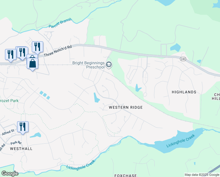 map of restaurants, bars, coffee shops, grocery stores, and more near 1067 Old Fox Trail Lane in Crozet