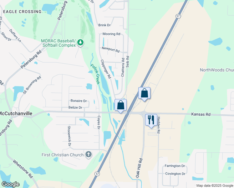 map of restaurants, bars, coffee shops, grocery stores, and more near 9800 Chatteris Road in Evansville