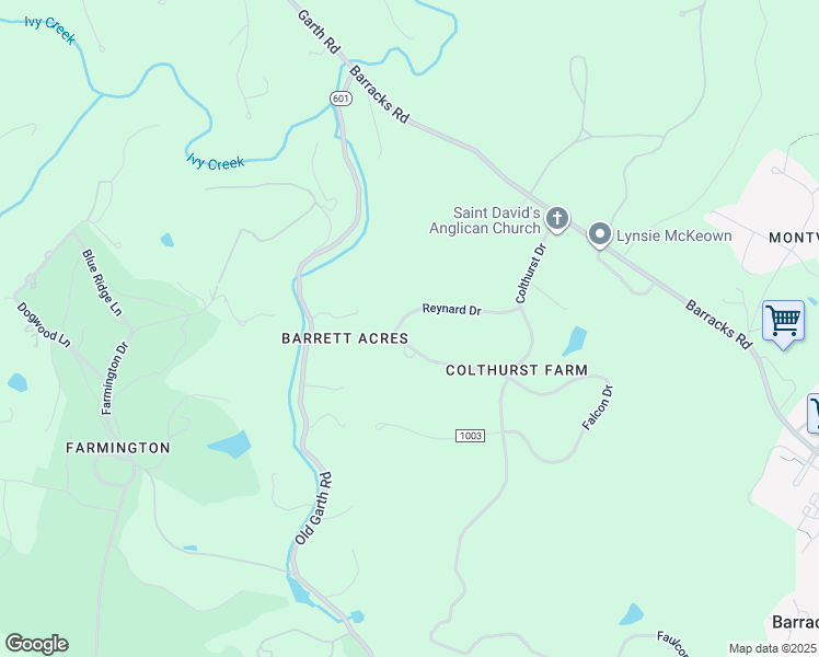 map of restaurants, bars, coffee shops, grocery stores, and more near 112 Reynard Drive in Charlottesville