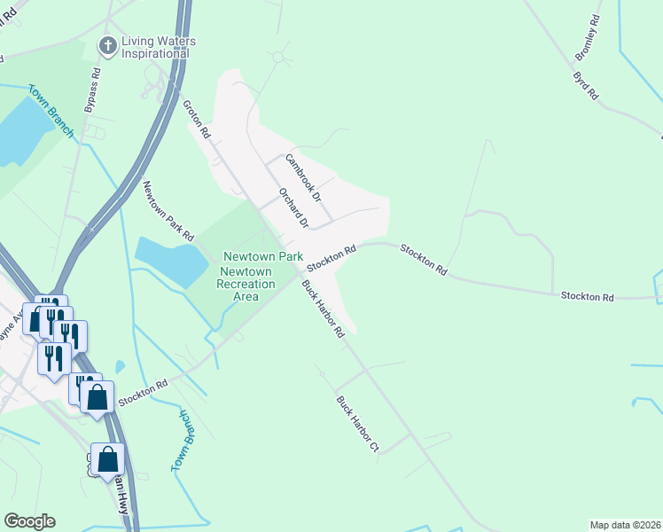 map of restaurants, bars, coffee shops, grocery stores, and more near 2738 Stockton Rd in Pocomoke City