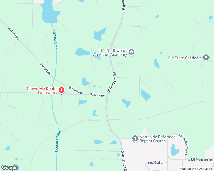 map of restaurants, bars, coffee shops, grocery stores, and more near 9650-9826 Darmstadt Road in Evansville