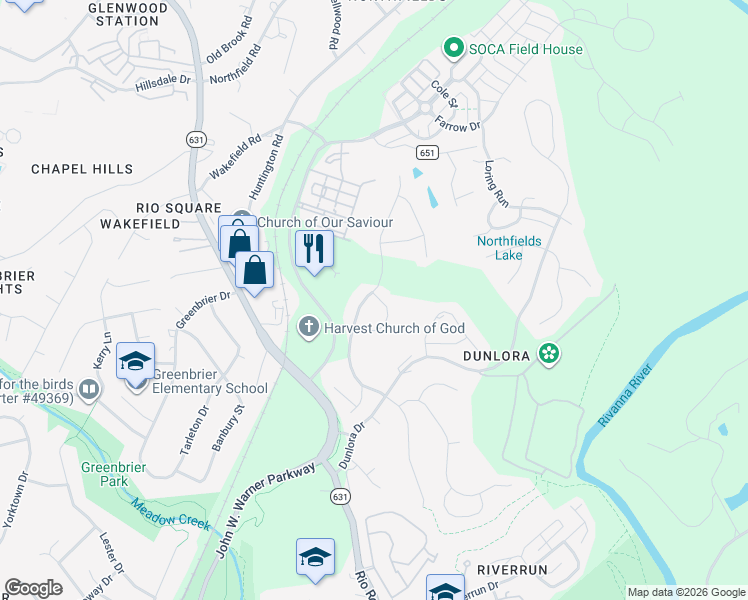 map of restaurants, bars, coffee shops, grocery stores, and more near 2128 Shepherds Ridge Road in Charlottesville