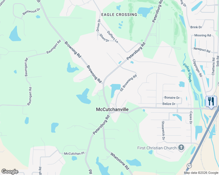 map of restaurants, bars, coffee shops, grocery stores, and more near 9801 Old Petersburg Road in Evansville