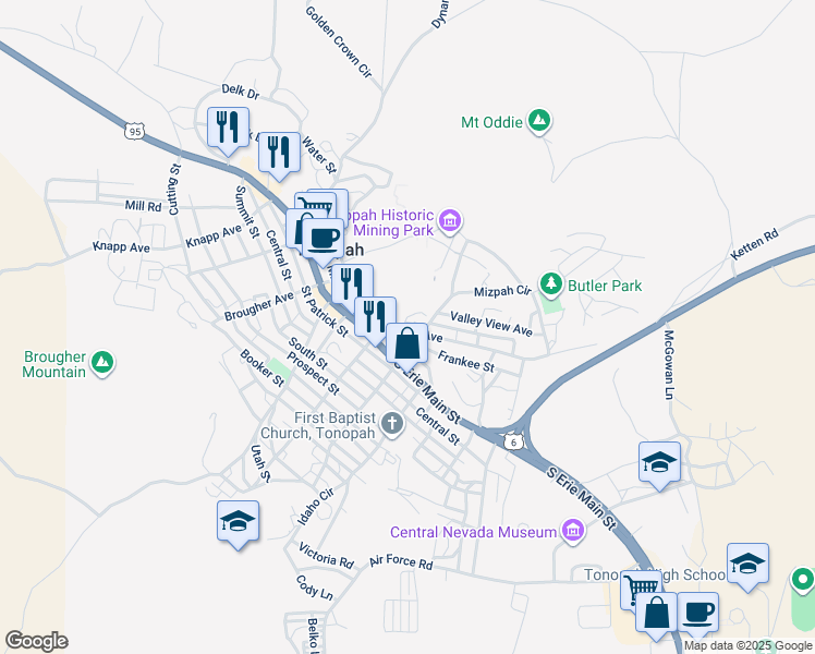 map of restaurants, bars, coffee shops, grocery stores, and more near 272 Florence Avenue in Tonopah