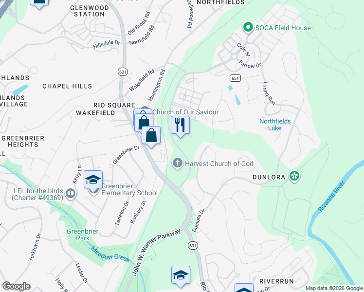 map of restaurants, bars, coffee shops, grocery stores, and more near 1065 Gasoline Alley in Charlottesville