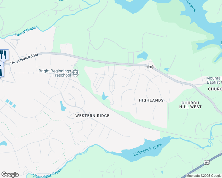 map of restaurants, bars, coffee shops, grocery stores, and more near 1502 Wickham Pond Drive in Charlottesville