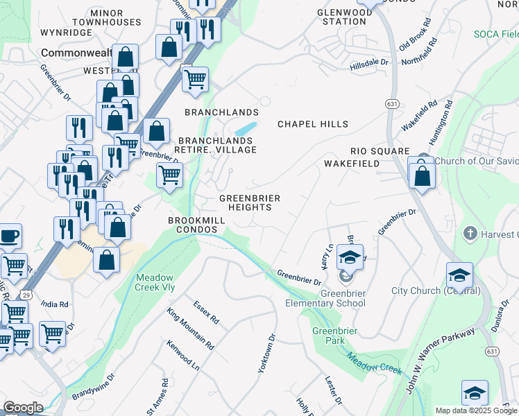 map of restaurants, bars, coffee shops, grocery stores, and more near 1712 Vermira Place in Charlottesville