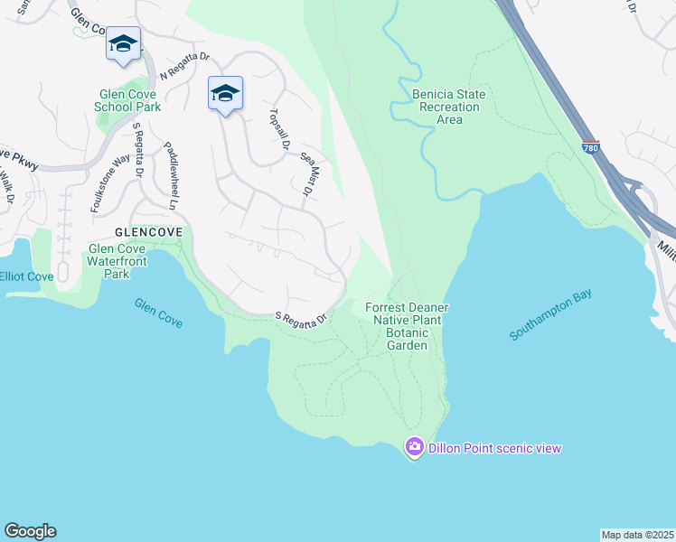 map of restaurants, bars, coffee shops, grocery stores, and more near 200 Spyglass Parkway in Vallejo