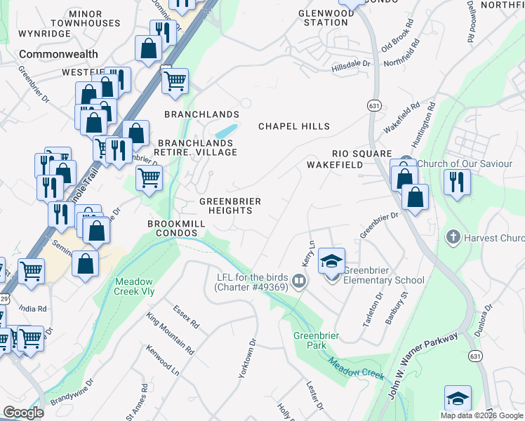 map of restaurants, bars, coffee shops, grocery stores, and more near 1718 Vermira Place in Charlottesville
