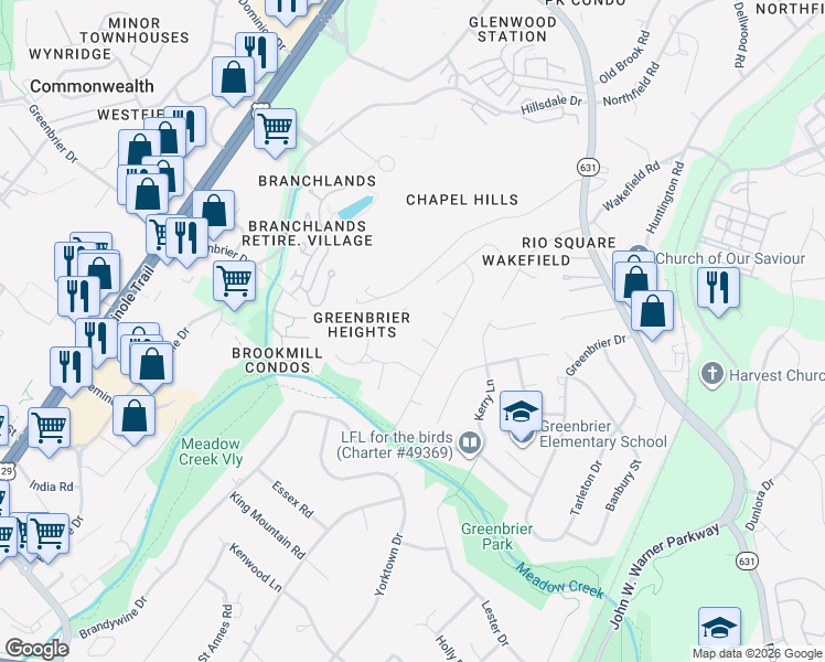 map of restaurants, bars, coffee shops, grocery stores, and more near 1718 Vermira Place in Charlottesville