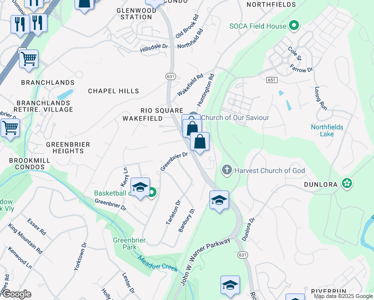 map of restaurants, bars, coffee shops, grocery stores, and more near 2319 Greenbrier Dr in Charlottesville