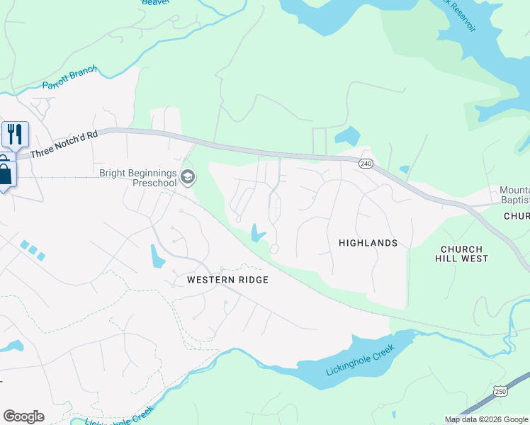 map of restaurants, bars, coffee shops, grocery stores, and more near 1502 Wickham Pond Drive in Charlottesville