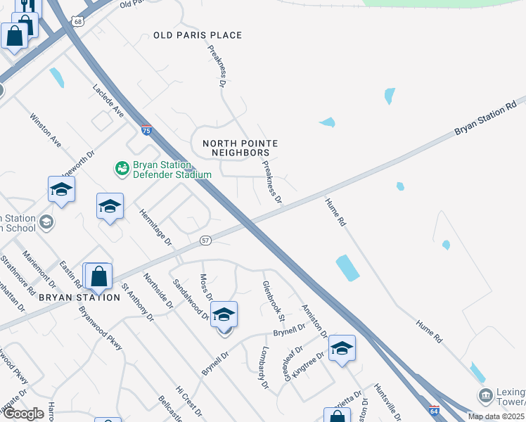 map of restaurants, bars, coffee shops, grocery stores, and more near 336 Turfway Drive in Lexington