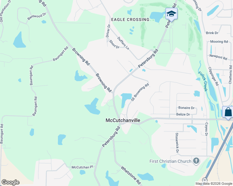 map of restaurants, bars, coffee shops, grocery stores, and more near 9801 Petersburg Road in Evansville