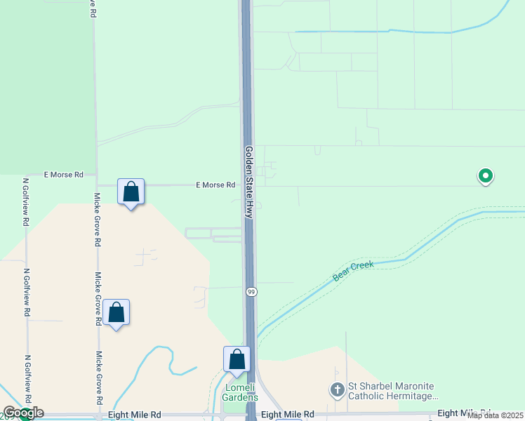 map of restaurants, bars, coffee shops, grocery stores, and more near 11326 North Saint Rt 99 E Fron Road Highway in Lodi