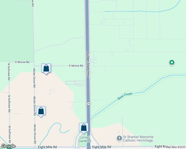 map of restaurants, bars, coffee shops, grocery stores, and more near 11326 North Saint Rt 99 E Fron Road Highway in Lodi