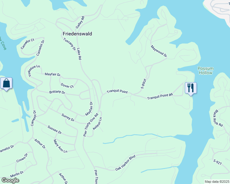 map of restaurants, bars, coffee shops, grocery stores, and more near 224 Tranquil Point in Camdenton