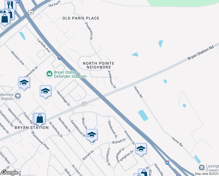 map of restaurants, bars, coffee shops, grocery stores, and more near 336 Turfway Drive in Lexington