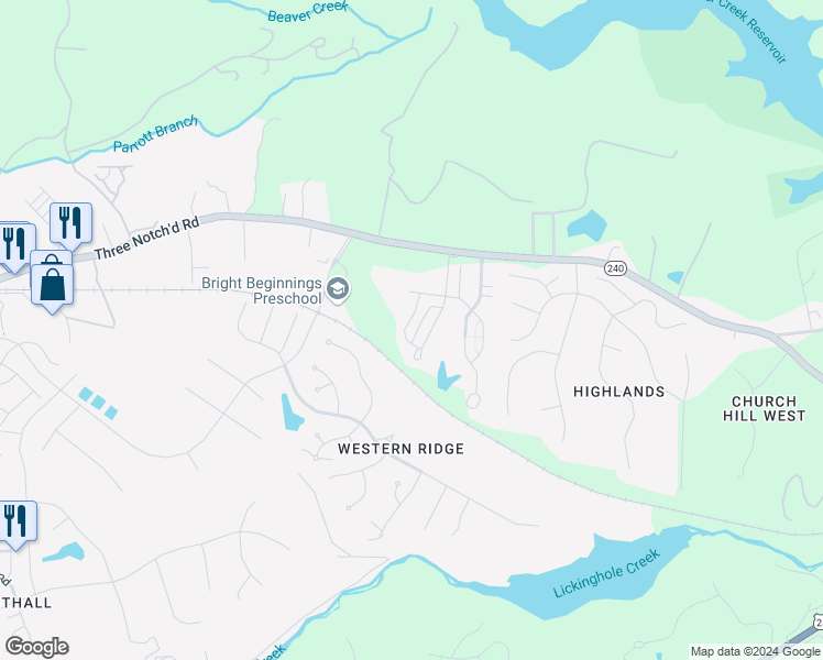 map of restaurants, bars, coffee shops, grocery stores, and more near 1944 Delila Drive in Charlottesville
