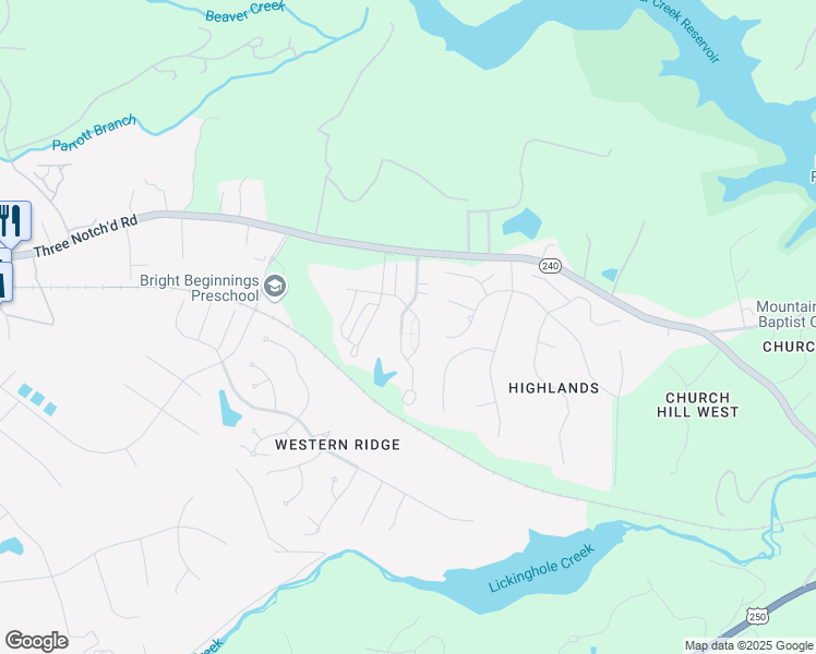 map of restaurants, bars, coffee shops, grocery stores, and more near 1487 Wickham Pond Drive in Charlottesville