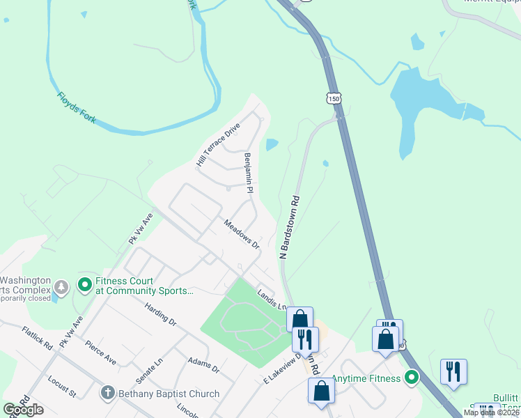 map of restaurants, bars, coffee shops, grocery stores, and more near 172 Benjamin Place in Mount Washington