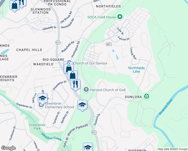 map of restaurants, bars, coffee shops, grocery stores, and more near 2121 Shepherds Ridge Road in Charlottesville