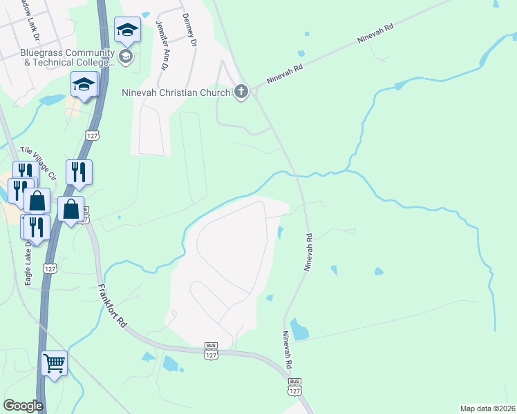 map of restaurants, bars, coffee shops, grocery stores, and more near 2206 Clearwater Drive in Lawrenceburg