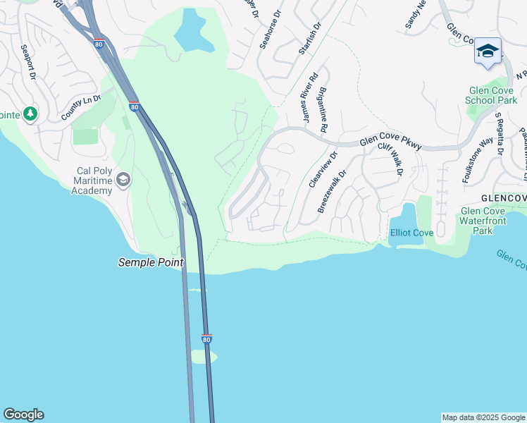 map of restaurants, bars, coffee shops, grocery stores, and more near 1201 Glen Cove Parkway in Vallejo