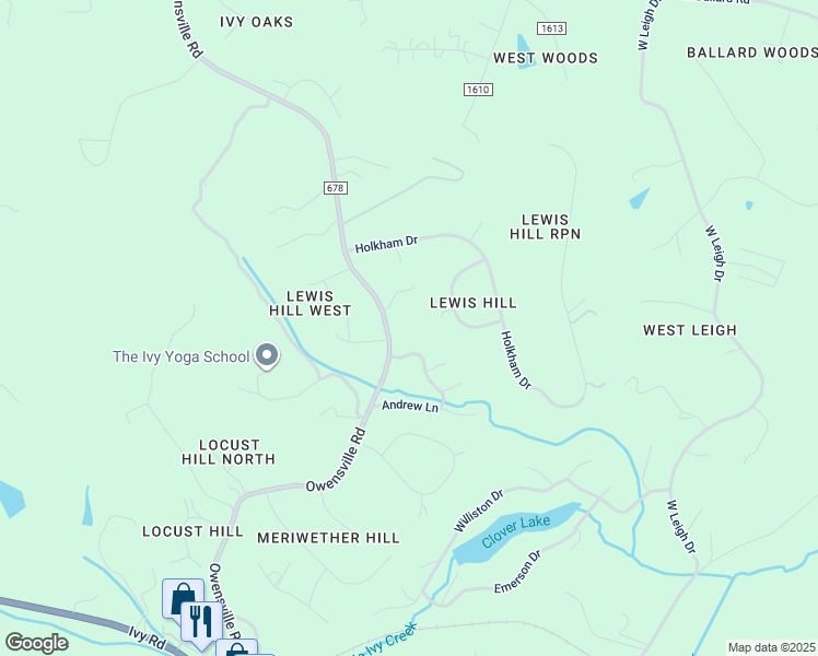 map of restaurants, bars, coffee shops, grocery stores, and more near 1155 Owensville Road in Charlottesville