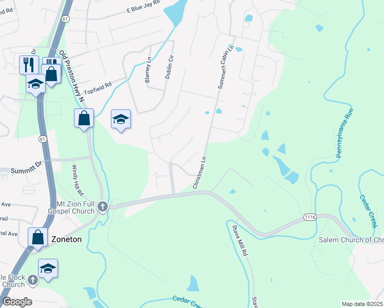 map of restaurants, bars, coffee shops, grocery stores, and more near 123 Garden Gate Court in Shepherdsville
