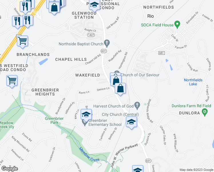 map of restaurants, bars, coffee shops, grocery stores, and more near 1140 Rio Road East in Charlottesville