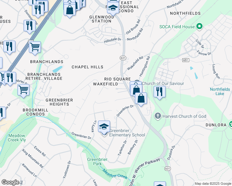 map of restaurants, bars, coffee shops, grocery stores, and more near 835 Fountain Court in Charlottesville