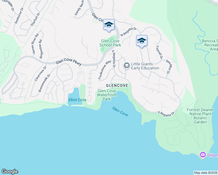 map of restaurants, bars, coffee shops, grocery stores, and more near 101 Shoal Drive West in Vallejo