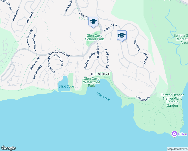 map of restaurants, bars, coffee shops, grocery stores, and more near 101 Shoal Drive West in Vallejo