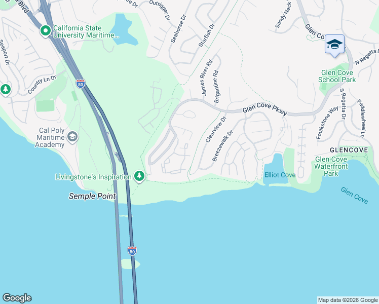 map of restaurants, bars, coffee shops, grocery stores, and more near 1201 Glen Cove Parkway in Vallejo