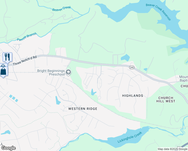 map of restaurants, bars, coffee shops, grocery stores, and more near 1801 Wickham Place in Charlottesville