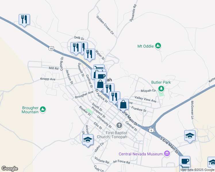 map of restaurants, bars, coffee shops, grocery stores, and more near in Tonopah
