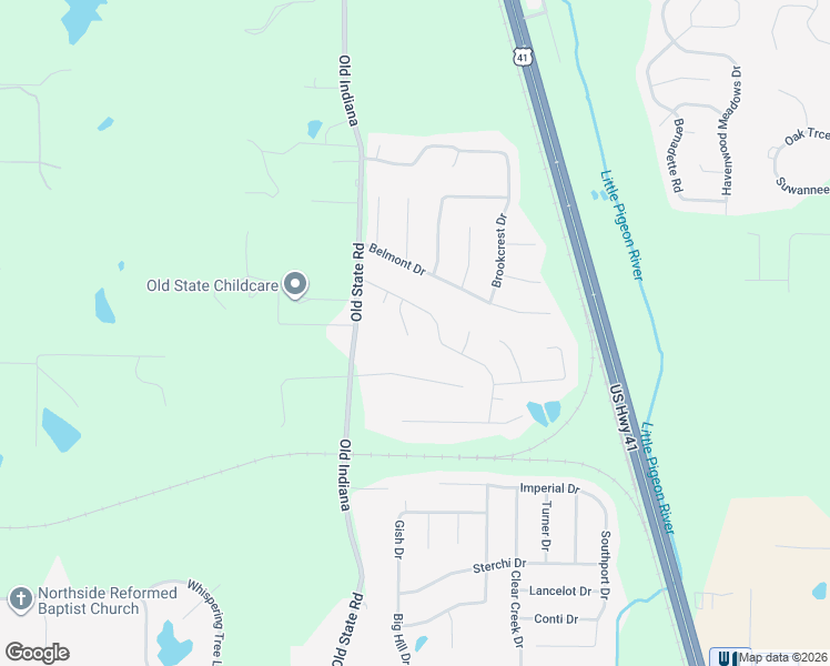 map of restaurants, bars, coffee shops, grocery stores, and more near 9811 Cove Court in Evansville