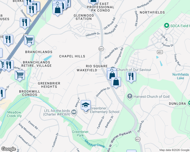 map of restaurants, bars, coffee shops, grocery stores, and more near 835 Fountain Court in Charlottesville