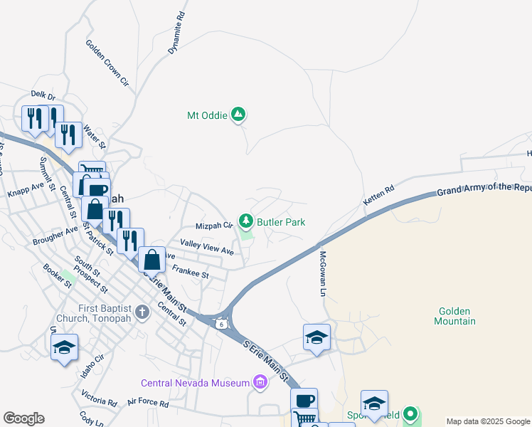 map of restaurants, bars, coffee shops, grocery stores, and more near 15 Occidental Drive in Tonopah