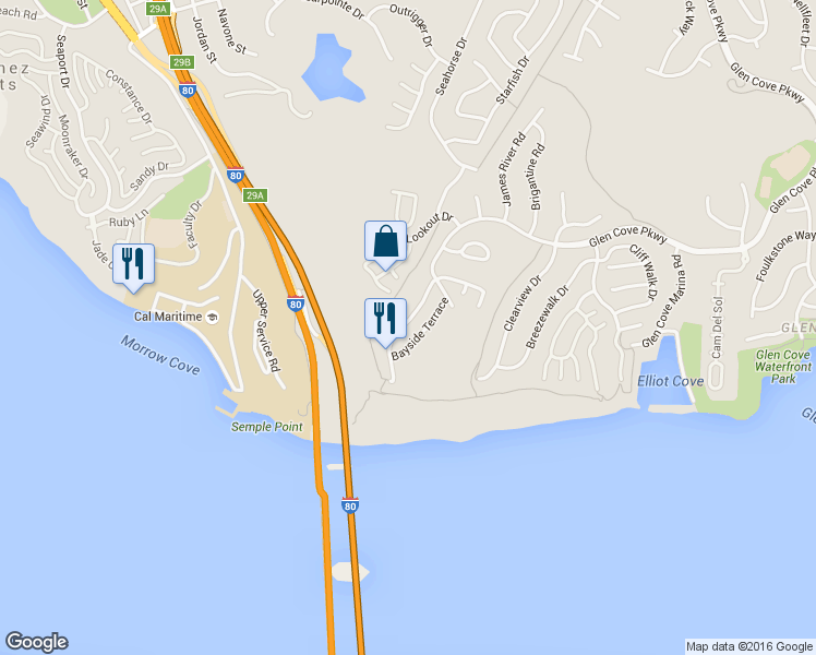 map of restaurants, bars, coffee shops, grocery stores, and more near 228 Waterview Terrace in Vallejo