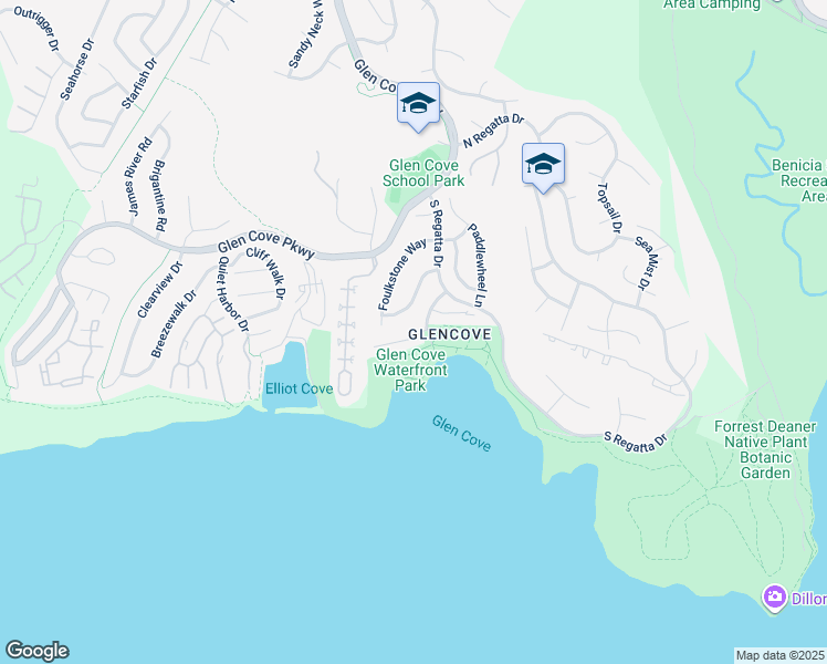 map of restaurants, bars, coffee shops, grocery stores, and more near 101 Shoal Drive West in Vallejo