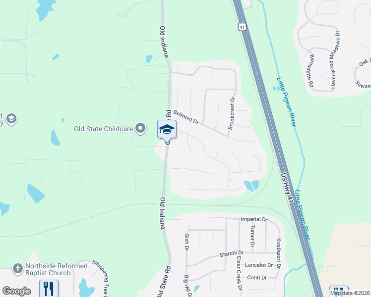 map of restaurants, bars, coffee shops, grocery stores, and more near 9820 Cove Ct in Evansville