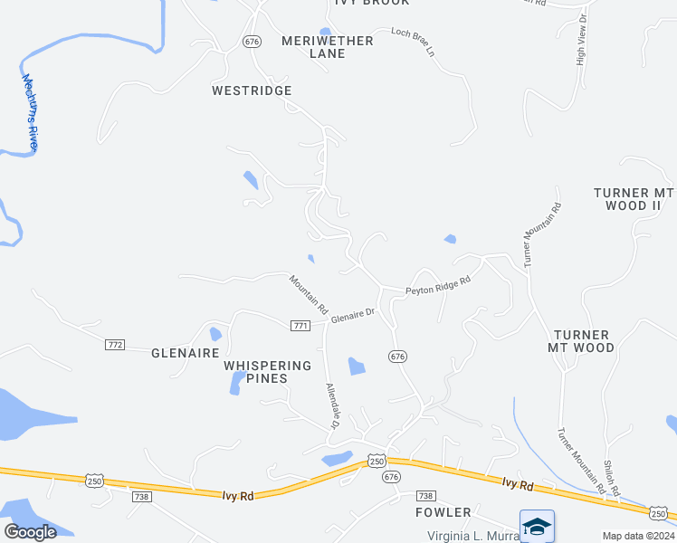 map of restaurants, bars, coffee shops, grocery stores, and more near 3561 Glenwood Road in Charlottesville