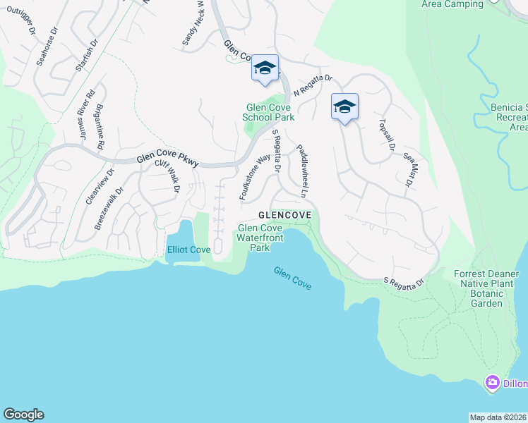 map of restaurants, bars, coffee shops, grocery stores, and more near 101 Shoal Drive West in Vallejo