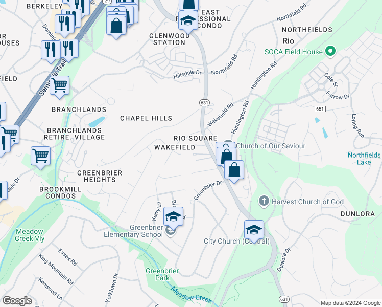 map of restaurants, bars, coffee shops, grocery stores, and more near 835 Fountain Court in Charlottesville