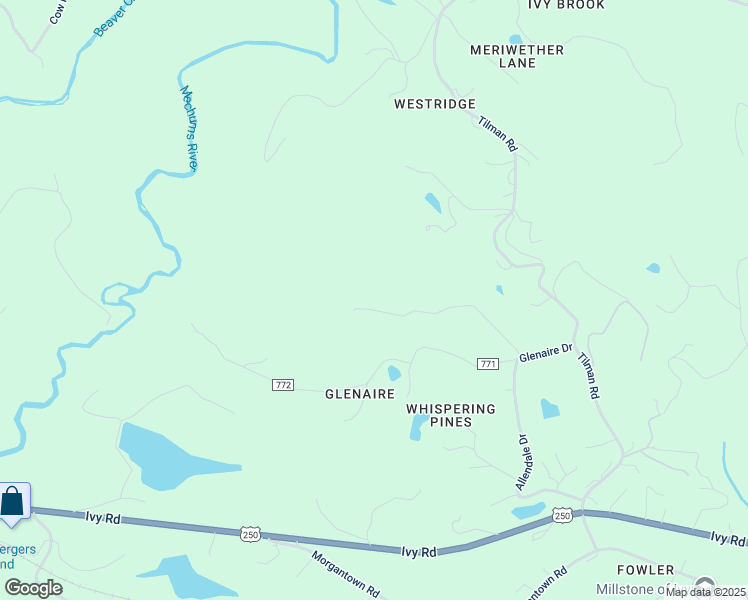 map of restaurants, bars, coffee shops, grocery stores, and more near 1290 Mountain Road in Charlottesville